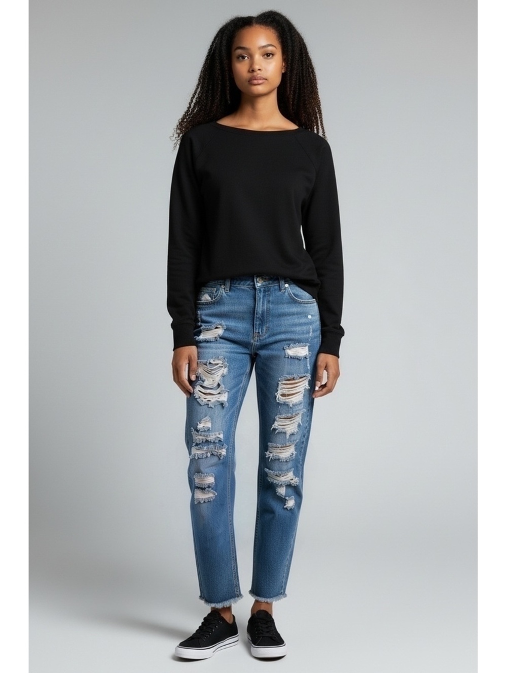 Easel Los Angeles Ultra Distressed Raw Hem Cropped Jeans - Size M (EUC)